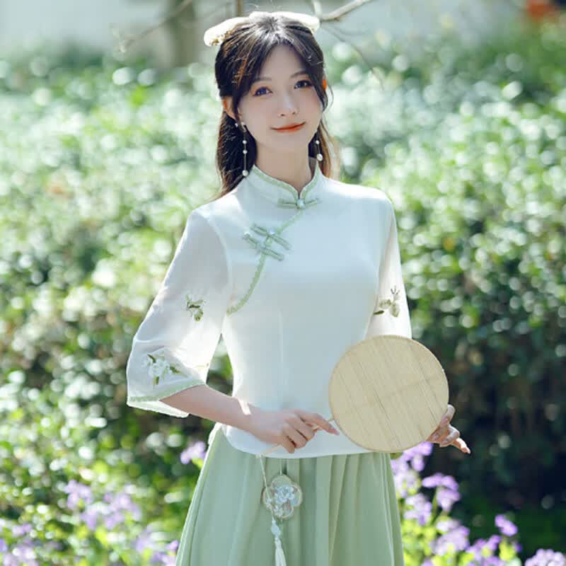 卡悠莱采耳师工作服仙气夏季套装古风中式女装茶艺服夏季民国采耳师