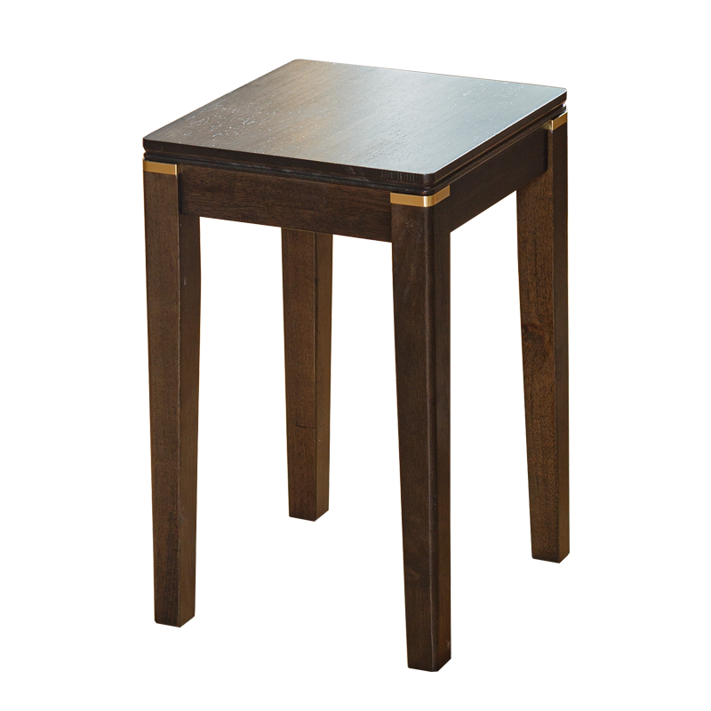 越茂 实木凳子方凳家用坐凳 新中式轻奢餐凳板凳 灰色【轻奢镶铜款】