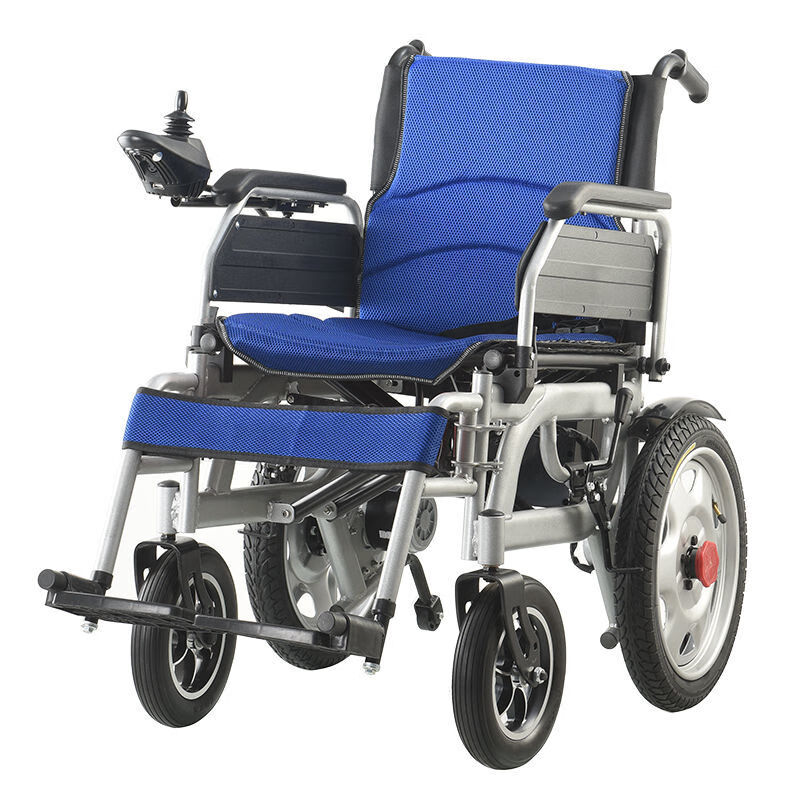 可折叠小型轻便电动轮椅易操作多功能锂电池电动轮椅 小轮蓝色