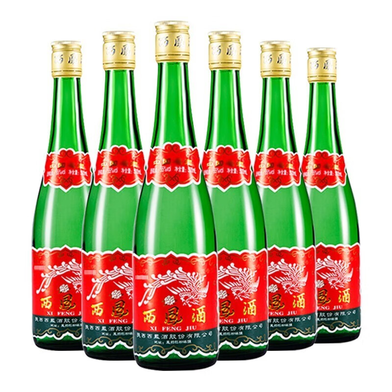 西凤经典绿瓶 绵柔凤香型白酒 宴席节日送礼自饮佳品 55度 500mL 6瓶 （光瓶）