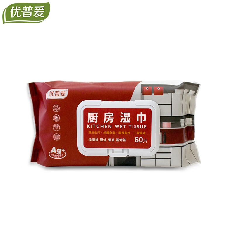 优普爱 厨房湿巾 去油去污清洁湿纸巾 一次性厨房祛污抹布纸巾 【银离子除菌款】1层60片*6包