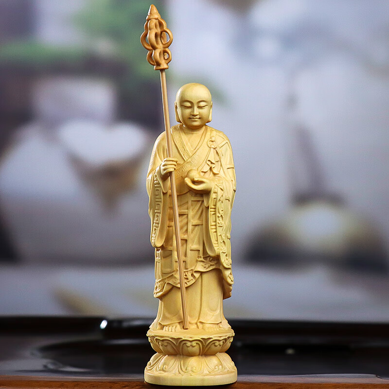 一木代传黄杨木雕道明闵公地藏王菩萨护法尊者佛像家居供奉实木摆件手