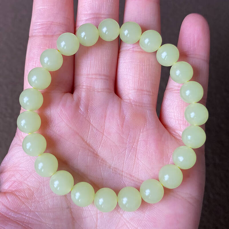 clolv kiss新疆和田玉黄口圆珠单圈手串玉石佛珠手链转运珠男女款