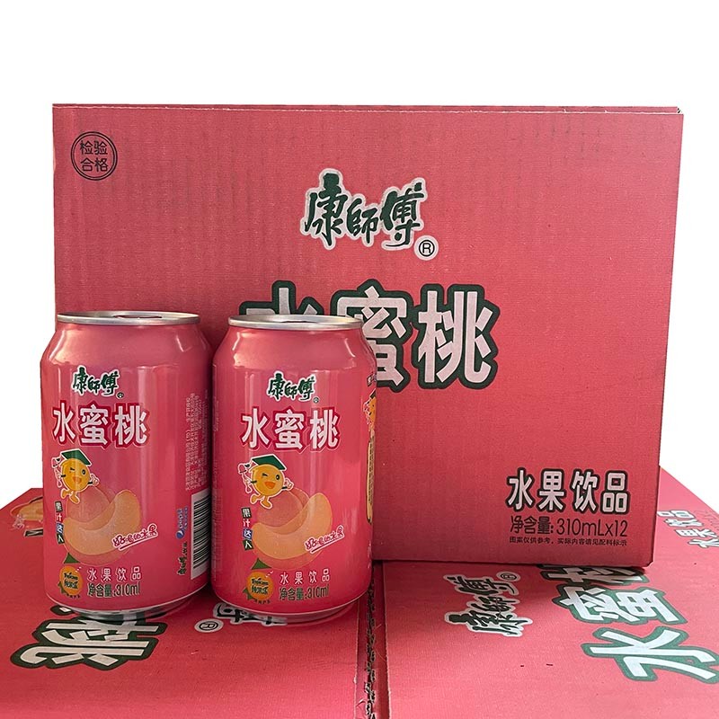 康师傅饮料水蜜桃310ml*24听整箱罐装水蜜桃汁果汁聚会办公节日饮品