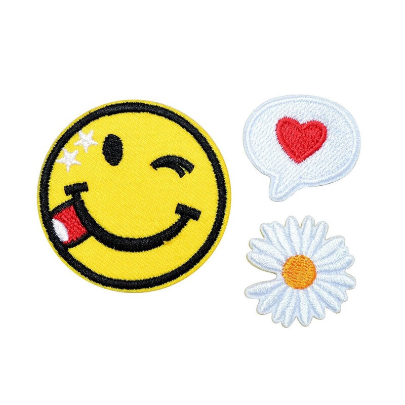 细熙补鞋贴鞋头刺绣布贴自粘鞋贴配饰魔术贴装饰diy装饰补丁 表情菊花