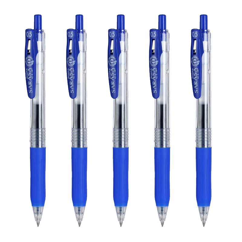 斑马牌（ZEBRA）JJ15 按动中性笔 签字笔 0.5mm子弹头啫喱笔水笔 学生彩色手账笔  蓝色 5支装