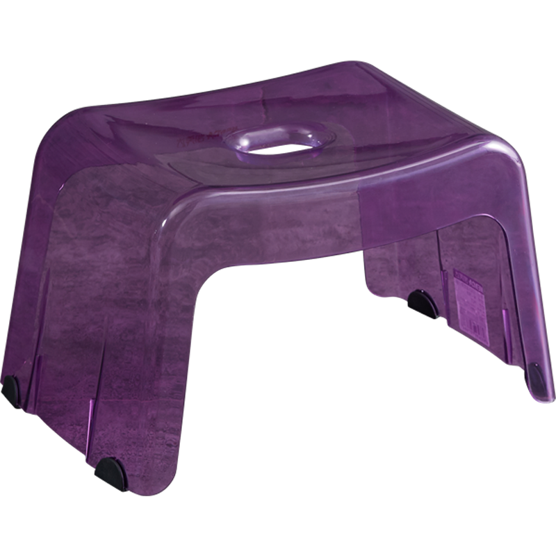 宜瑞思 透明塑料凳子小号加厚成人家用多功能小板凳防滑浴室凳水晶矮凳 水晶紫方凳（坐高19cm）