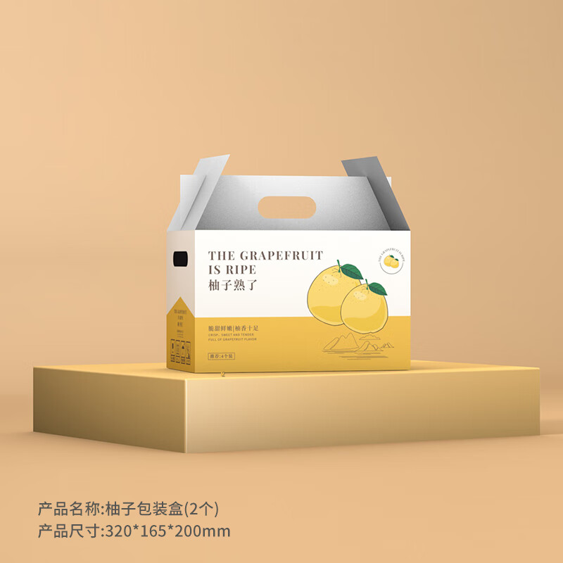 山头林村柚子包装盒手提箱子梅州沙田柚容县礼盒通用纸箱空盒 2个装