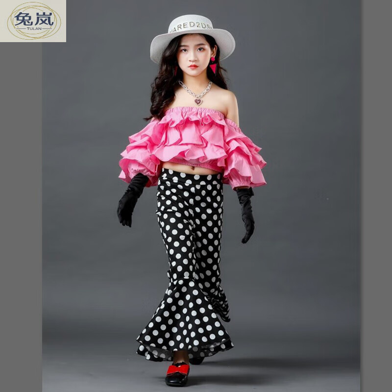 兔岚六一儿童复古港风走秀女童80 90年代服装少儿模特t台服创意款写真