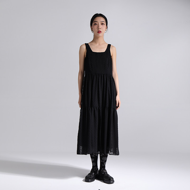 西町村屋setirom 夏季新品法式复古优雅百搭女蕾丝剪花吊带 黑色 160