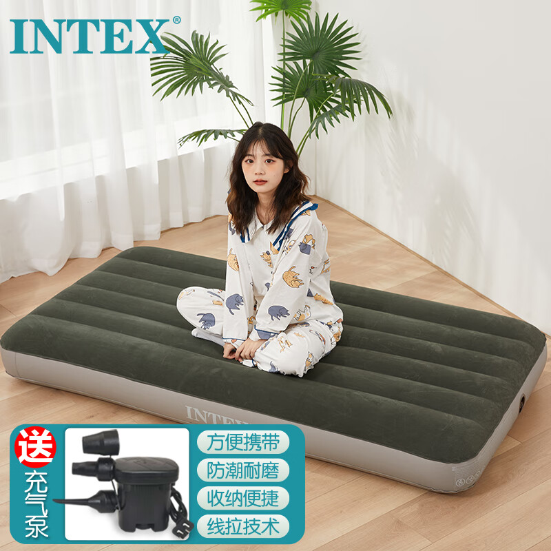 INTEX64107充气床垫露营气垫床户外防潮垫帐篷垫家用应急充气床垫