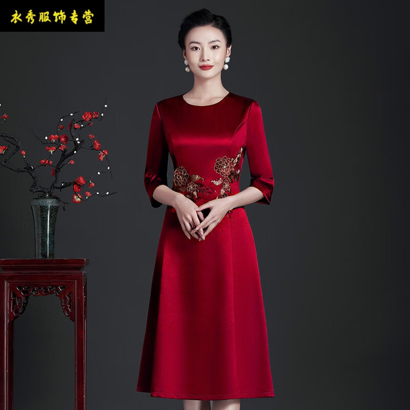 德朔喜婆婆婚礼妈妈装高档礼服结婚高贵婚宴洋气气质敬酒服连衣裙秋