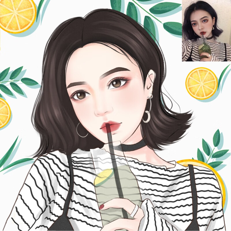 定制水彩手绘头像定制漫画头像情侣插画设计真人照片q版卡通头像微信