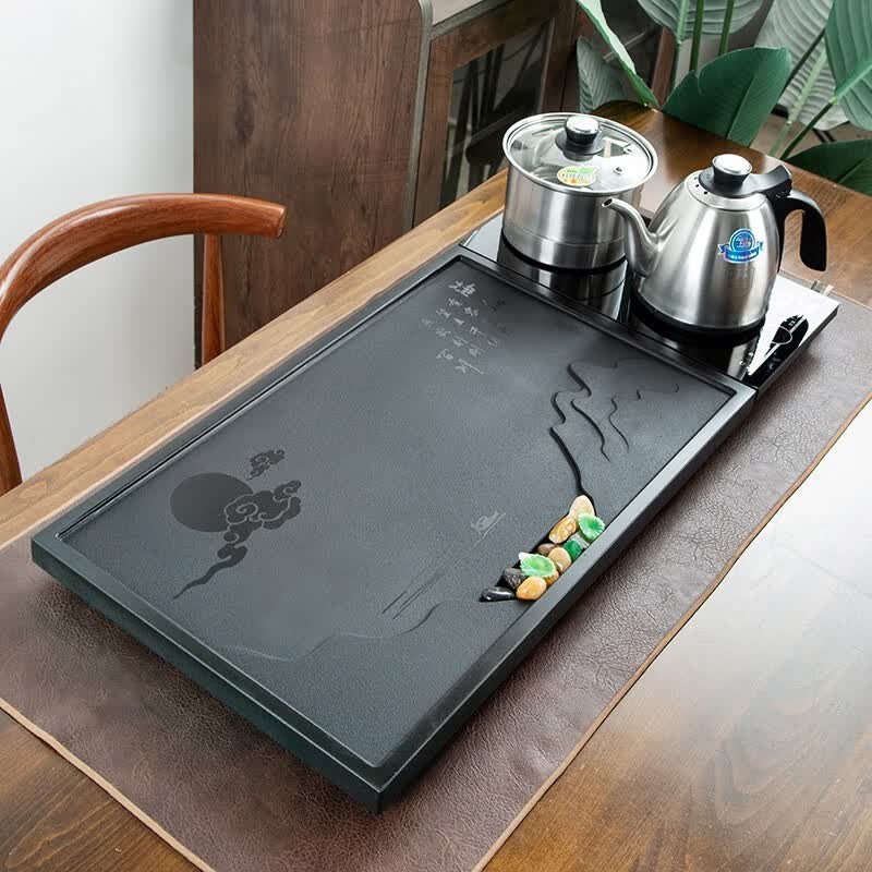 咪曦 乌金石茶盘一体式底部上水茶台整套功夫茶具套装排水式茶托盘 海纳百川+不锈钢底部上水电磁炉 80*37*3cm（含电磁炉）使用感如何?
