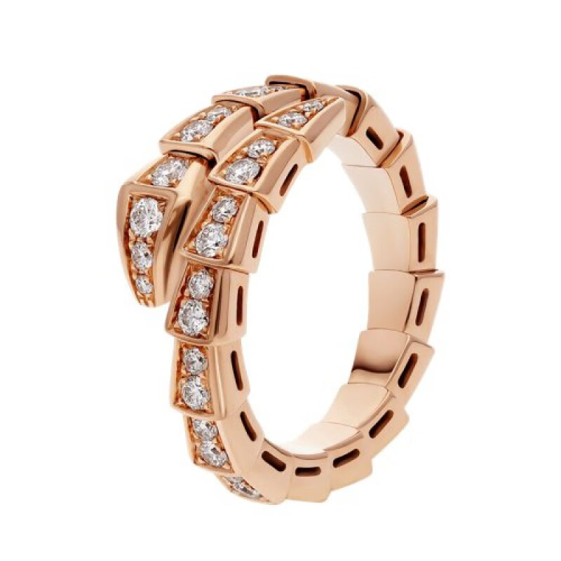 宝格丽(bvlgari)serpenti viper系列 经典款18k金玫瑰金满钻单圈蛇形