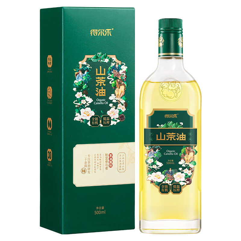 得尔乐山茶油500ml 有机油茶籽油 低温压榨一级食用油