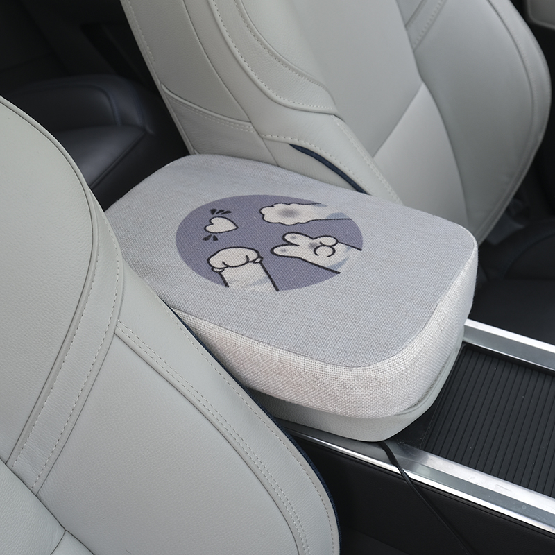 垫套车载加高通用型车内记忆棉布艺车用卡通可爱 扶手箱记忆棉垫-猜拳