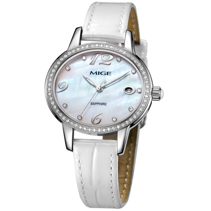 米格(mige)七夕情人节礼物手表女士时尚圆形腕表石英