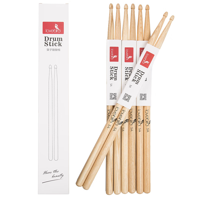 相思鳥(niǎo)（lovebird）(LOVEBIRD) 鼓棒 架子鼓鼓槌 胡桃木鼓錘打鼓錘4副裝原木色 橡木鼓棒 4副裝