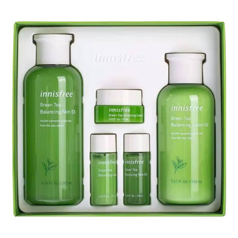 悦诗风吟(innisfree)绿茶平衡水乳套装(200ml 160ml)护肤品 [新款]