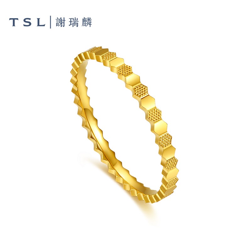谢瑞麟（TSL） 黄金戒指女款蜂巢六角形5G足金素圈戒指指环YS507 13号圈口（1.6g 工费350元）高性价比高么？