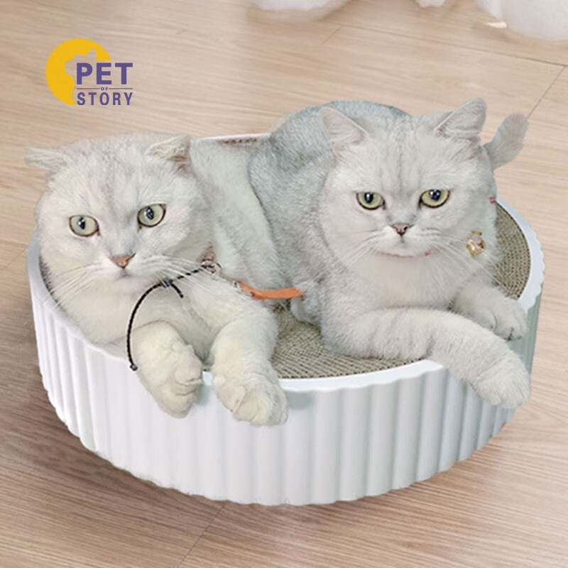 petofstory 肥猫专用 猫抓板大号 内胆可替换 特大号猫抓板窝 猫磨爪碗形猫玩具瓦楞纸猫咪用品 白色