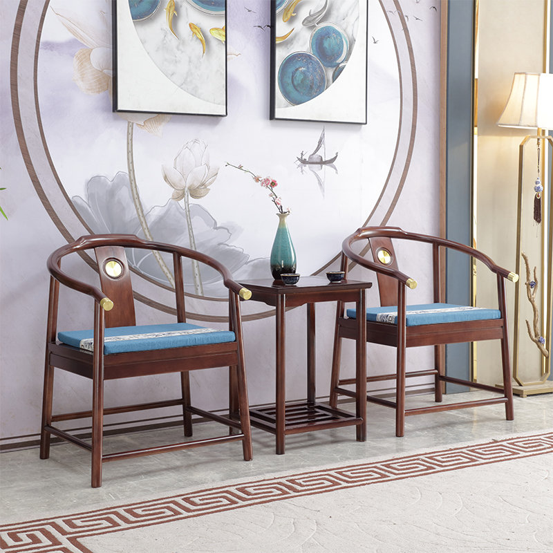 茶椅 太师椅 禅椅 新中式实木围椅三件套办公家用主人椅茶椅官帽椅