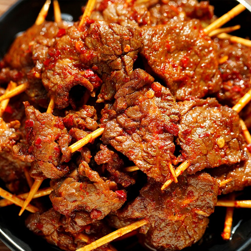 虎钢馋牙签肉麻辣手撕牛肉粒熟食网红冷小吃零食牙签牛肉湖南特产