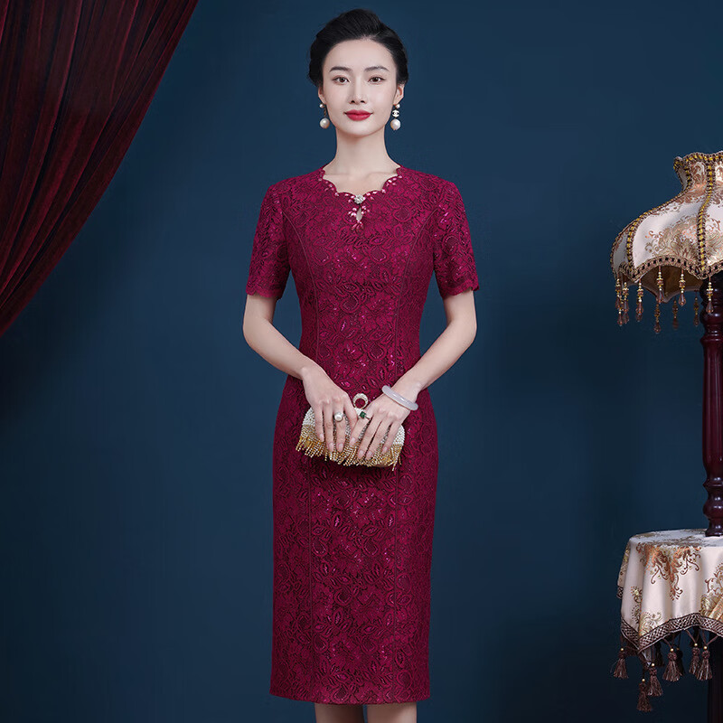 戴丽格高贵喜婆婆婚宴装平时可穿年轻款气质结婚高端妈妈装礼服连衣裙