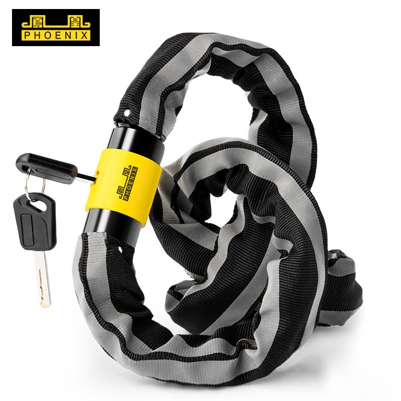 凤凰(Phoenix)自行车链条锁电动车密码锁带反光条合金钢防盗锁单车骑行零配件 至尊款 钥匙锁90CM【反光链条】