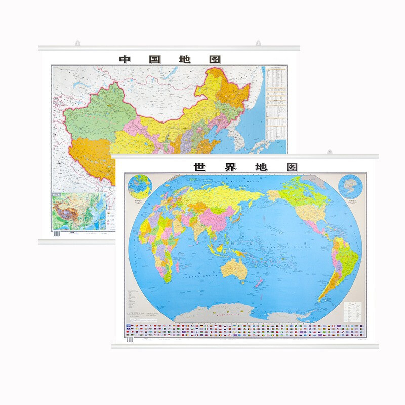 中国地图挂图+分省地图 高清防水加厚约 1.1米*0.8米 旅游/地图挂图 中国+世界地图