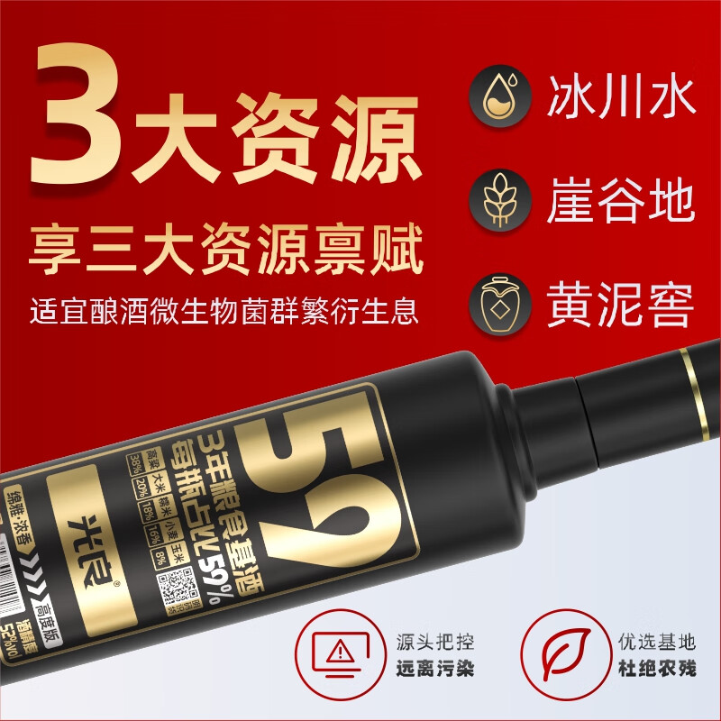 光良【双十一好物】热剧款59系列纯粮食浓香型白酒光瓶送礼自饮 52%vol 500mL 6瓶 整箱装