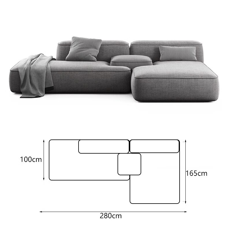 现代简约直排布艺客厅小户型咖啡厅诧寂风酒店无 转角沙发280cm 组合