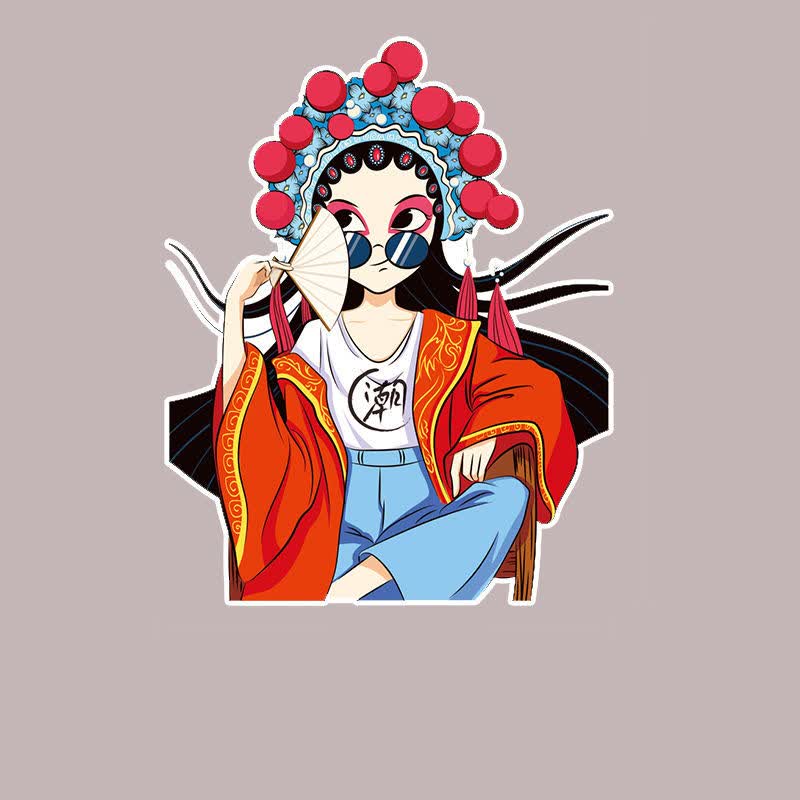 陌利 国潮车贴中国风卡通人物个性潮流车身车门创意装饰划痕遮挡贴纸