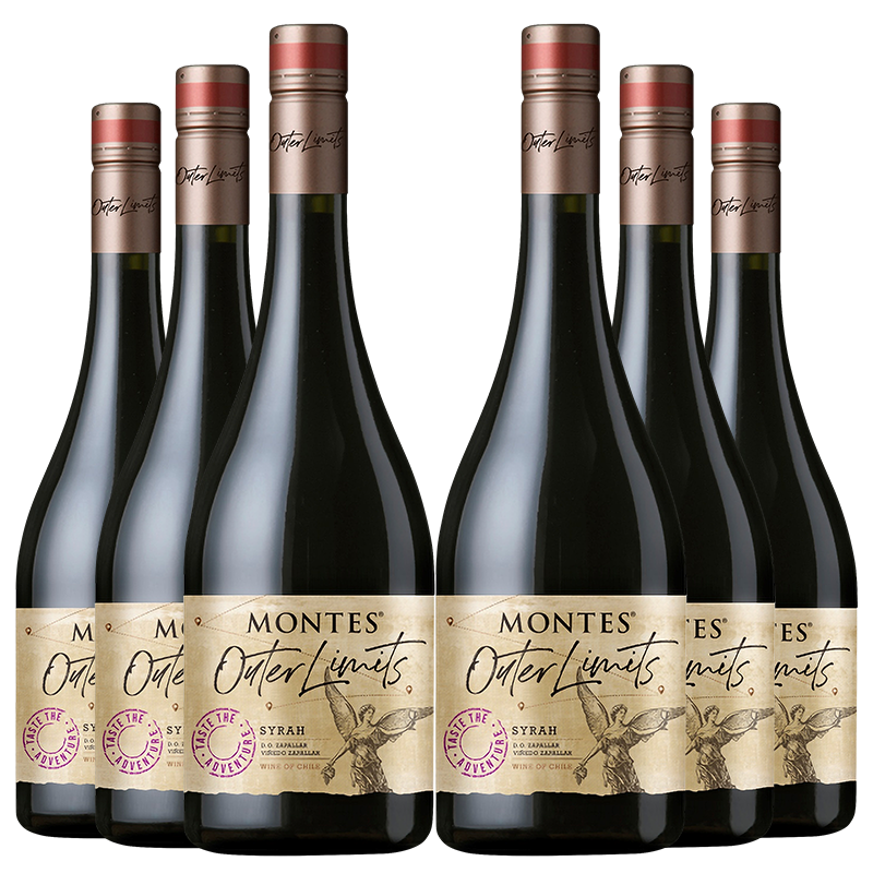 MONTES【蒙特斯官旗】智利原瓶进口红酒 蒙特斯montes无极葡萄酒750ml 西拉6支整箱装