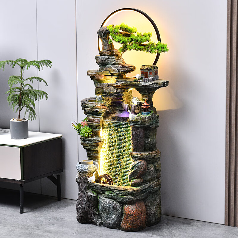 尊儒 大型落地假山流水喷泉客厅室内水幕墙水景摆件办公室装饰开业