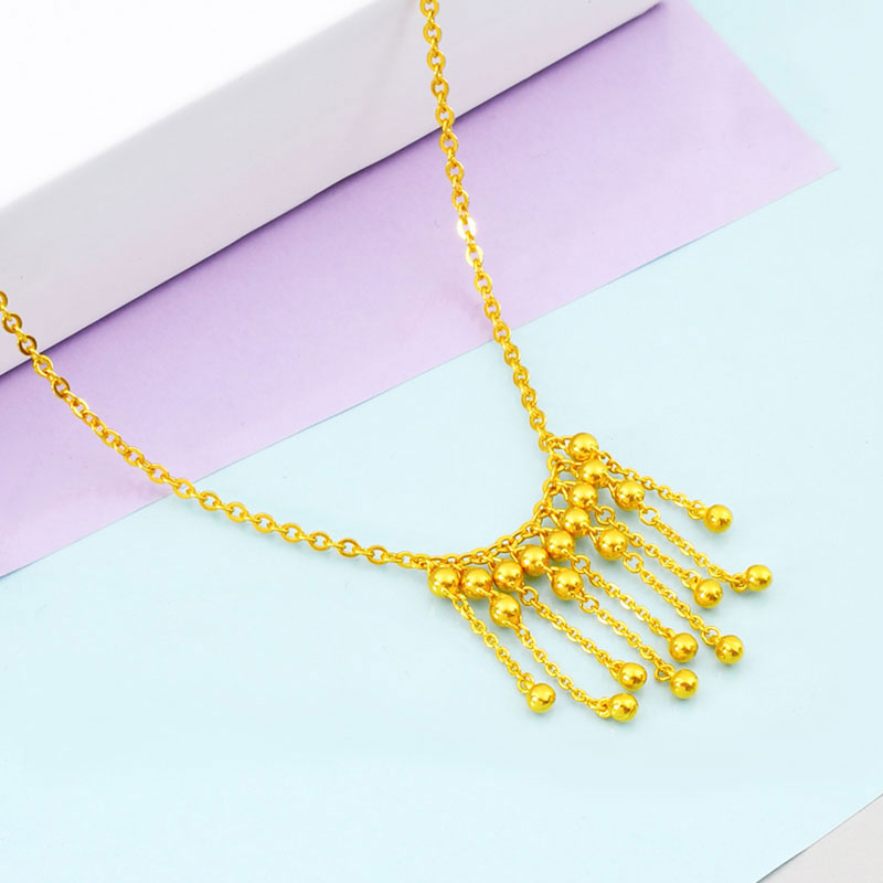 匠蕴黄金项链女999足金圆球铃铛o字链亮面珠珠颈链结婚嫁娶送老婆 链