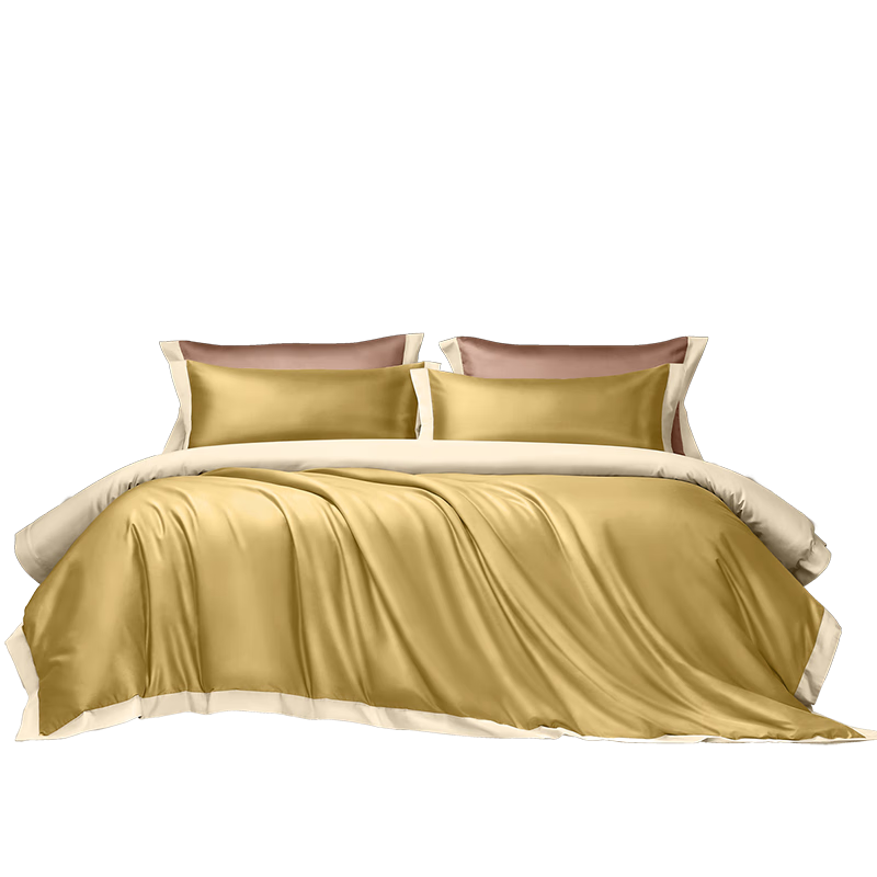 富安娜纯棉床上四件套100支长绒棉床单被套单双人套件 203*229cm松茶绿