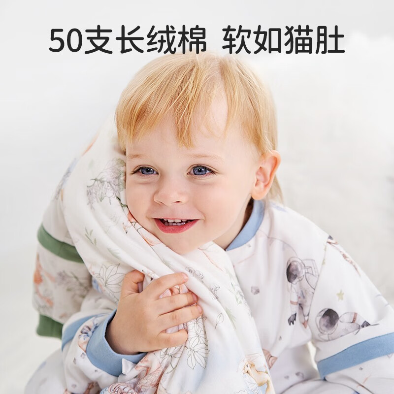 欧孕婴儿恒温睡袋儿童分腿睡袋春秋宝宝睡袋秋冬90-105萌兔10-18防踢被分腿睡袋四季通用春季 花语萌兔【秋冬10-18℃】 100码【推荐身高90-105】主图5