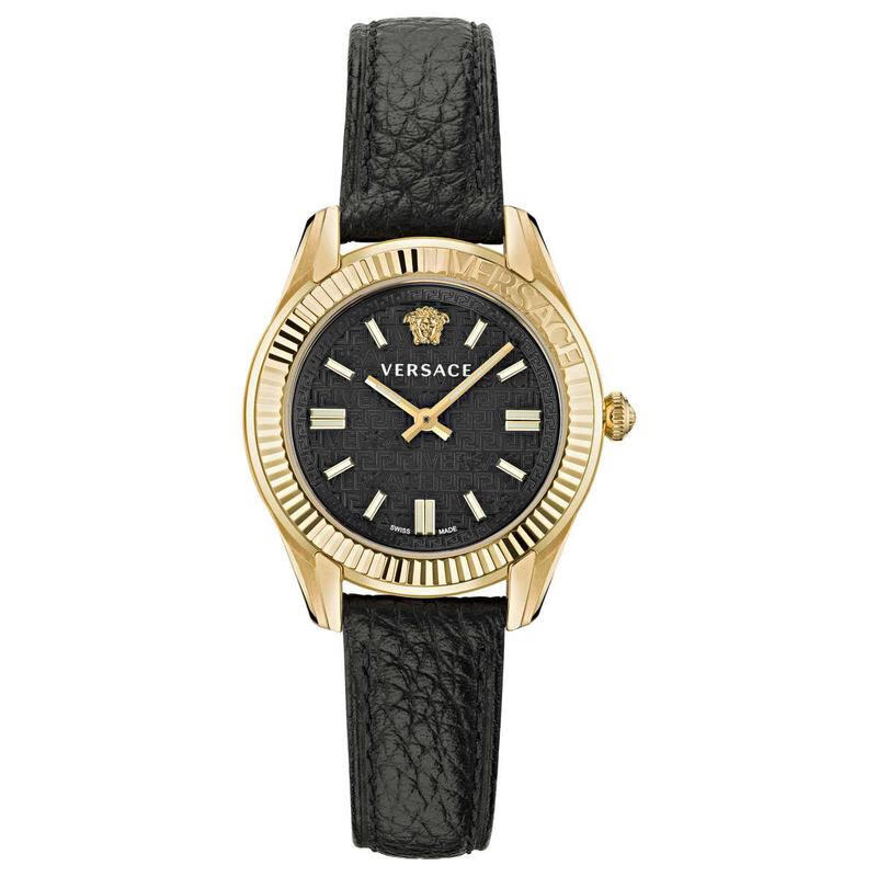 范思哲(versace)女手表 时尚休闲美杜莎标志经典复古皮带黑盘石英防水