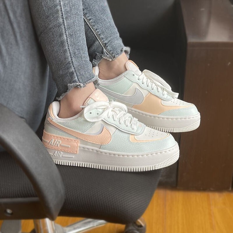 force 马卡龙af1低帮空军一号轻便运动休闲板鞋 cu8591-104 淡蓝粉