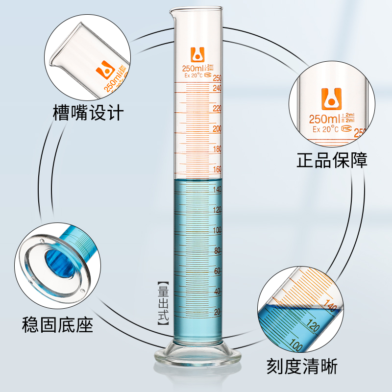 顾致北玻玻璃具塞量筒5/10/25/50/100/200/250/500/1000/2000/500 5ml