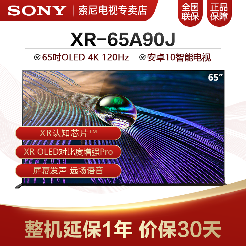 索尼（SONY）XR-65A90J 65英寸 4K XR认知芯片 超薄全面屏 OLED电视 人工智能