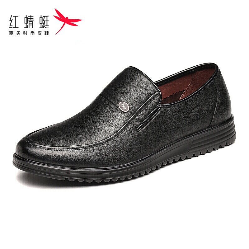 红蜻蜓 （RED DRAGONFLY ) 时尚舒适大众商务平底皮鞋 WEA81301 黑色 39