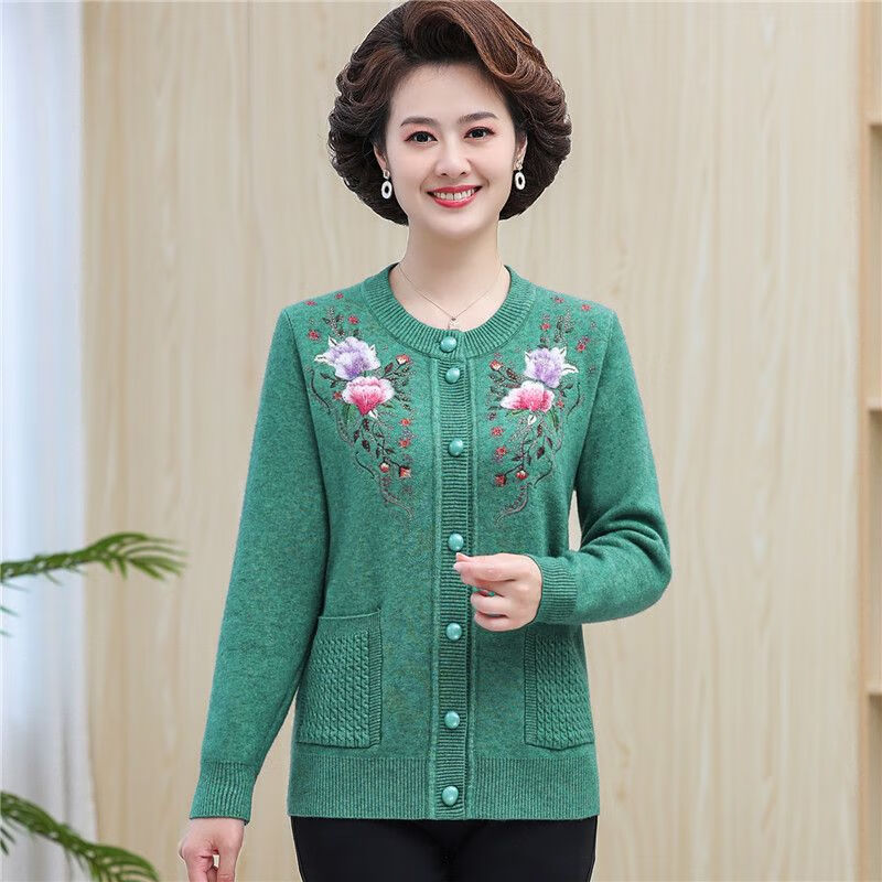 怀典女士毛衣春秋款2024高端时尚品牌年纯色拉花拉毛针织 绿色 xl 90