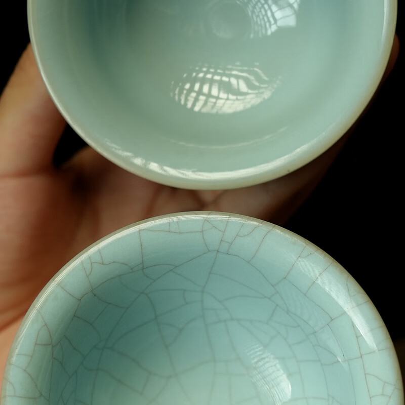 汝誉天下【新年礼物】汝窑茶具茶杯水杯主人杯压手杯汝瓷天青冰裂陶瓷茶盏 压手杯(单杯)85ml1只