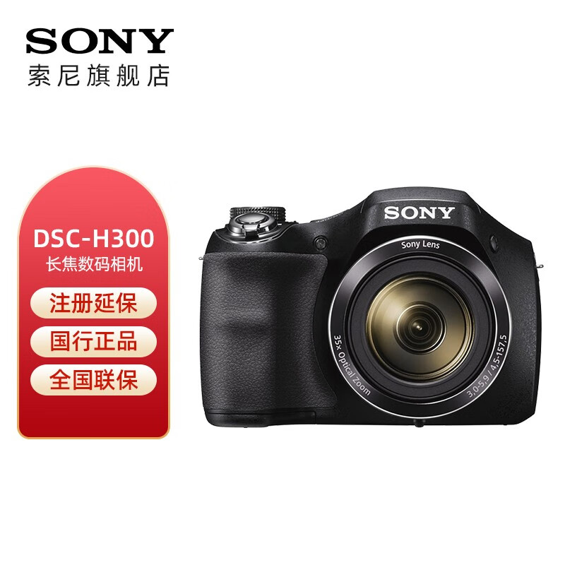 SONY 索尼  DSC-H300 长焦数码相机黑色 家用旅游照相机2010万像素 35倍光学变焦 官方标配（不含内存卡）