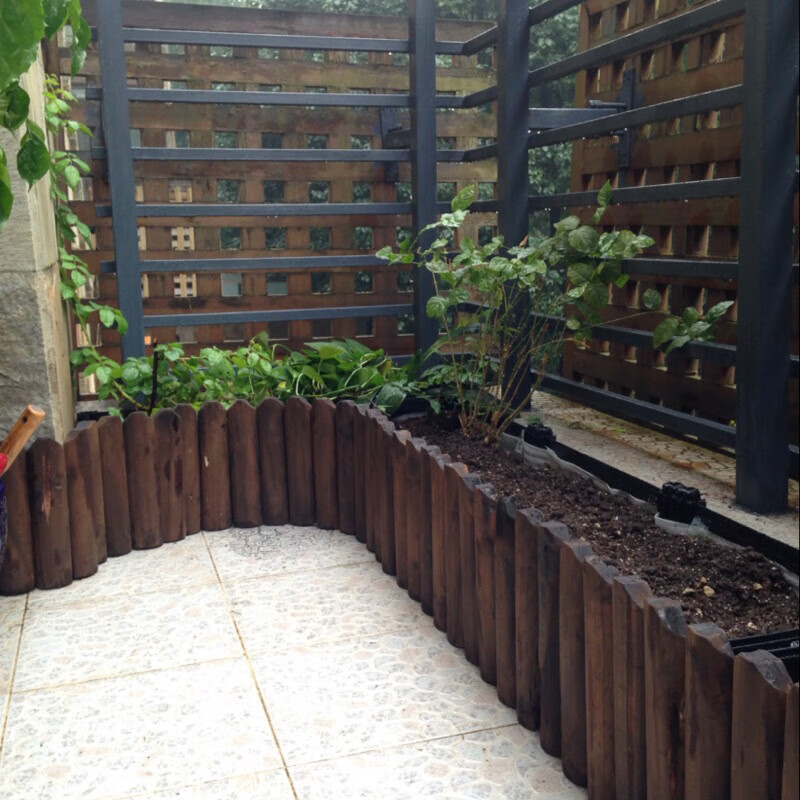 刘不丁庭院碳化防腐木围拦实木栅栏圆木小篱笆花坛装饰花园护栏连木