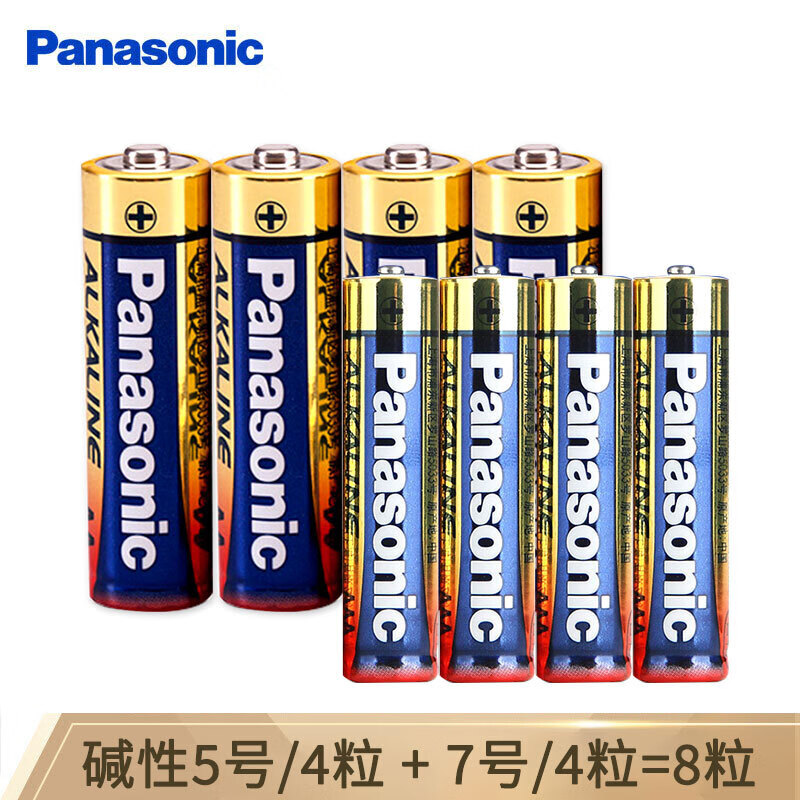 松下（Panasonic）5号五号碱性电池1.5V 遥控器玩具话筒门锁手电筒 LR6BCH/AA 5号4节+7号4节