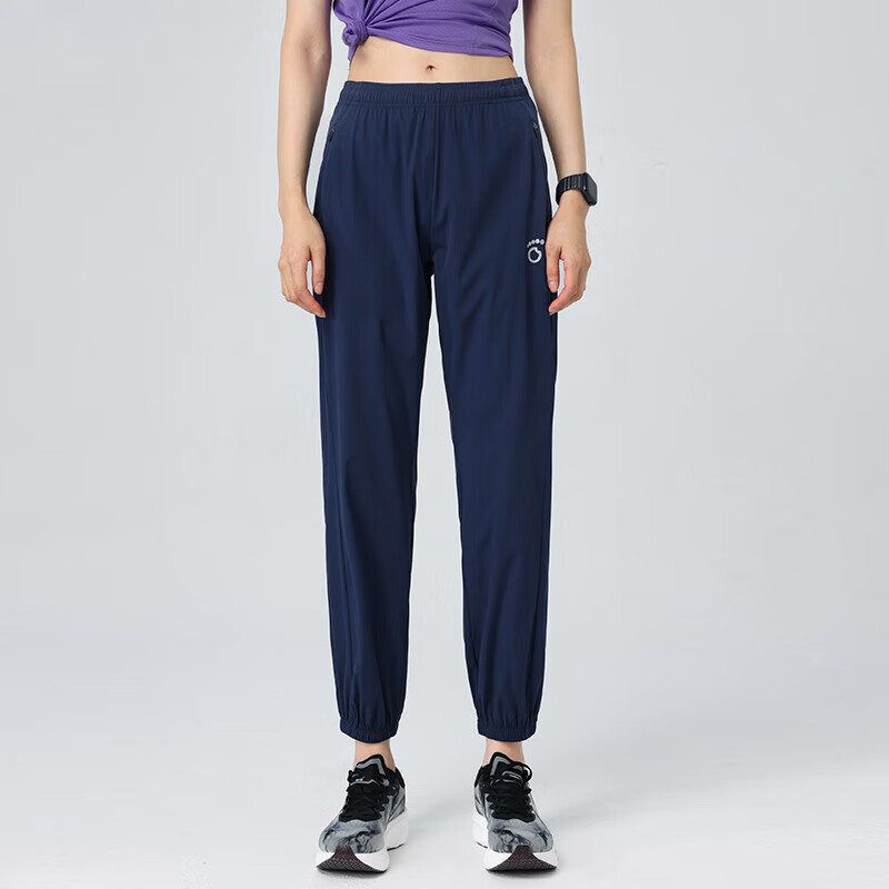 马孔多（macondo）女子冰丝梭织长裤 马拉松跑步训练运动裤 冰丝凉感 藏蓝 M 